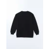 LCW Modest Siyah Baskılı Oversize Kadın Kalın Sweatshirt Tunik