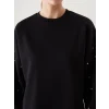 LCW Modest Siyah Bisiklet Yaka Parlak Taşlı Kadın Kalın Sweatshirt Tunik