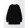 LCW Modest Siyah Bisiklet Yaka Parlak Taşlı Oversize Kadın Sweatshirt Tunik