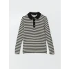 LCW Modest Siyah Polo Yaka Çizgili Kadın Body