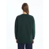 LCW Modest Yeşil Bisiklet Yaka Baskılı Oversize Kadın Sweatshirt Tunik