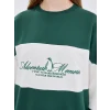LCW Modest Yeşil Bisiklet Yaka Nakışlı Kadın Sweatshirt Tunik