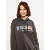 LCW Vision Antrasit Kapüşonlu Baskılı Uzun Kollu Kadın Sweatshirt