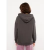 LCW Vision Antrasit Kapüşonlu Baskılı Uzun Kollu Kadın Sweatshirt