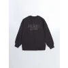 LCW Vision Antrasit Taşlı Oversize Kadın Kalın Sweatshirt