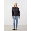 LCW Vision Antrasit Taşlı Oversize Kadın Kalın Sweatshirt