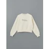 LCW Vision Bej Bisiklet Yaka Baskılı Oversize Kadın Kalın Sweatshirt
