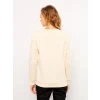 LCW Vision Bej Bisiklet Yaka Baskılı Uzun Kollu Kadın Sweatshirt