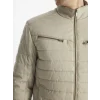 LCW Vision Bej Slim Fit Dik Yaka Erkek Deri Görünümlü Mont