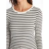LCW Vision Beyaz Bisiklet Yaka Çizgili Kadın Tişört