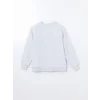 LCW Vision Beyaz Bisiklet Yaka Nakışlı Kadın Kalın Sweatshirt