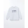 LCW Vision Beyaz Bisiklet Yaka Nakışlı Kadın Kalın Sweatshirt