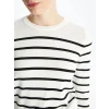LCW Vision Ekru Bisiklet Yaka Çizgili Uzun Kollu Kadın Triko Kazak