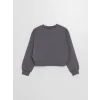 LCW Vision Gri Bisiklet Yaka Baskılı Oversize Kadın Kalın Sweatshirt