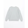 LCW Vision Gri Bisiklet Yaka Baskılı Oversize Kadın Kalın Sweatshirt