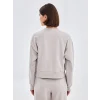LCW Vision Gri Bisiklet Yaka Baskılı Oversize Kadın Kalın Sweatshirt