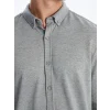 LCW Vision Gri Slim Fit Uzun Kollu Erkek Gömlek