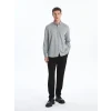 LCW Vision Gri Slim Fit Uzun Kollu Erkek Gömlek
