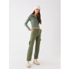 LCW Vision Haki Standart Fit Gabardin Kadın Kargo Pantolon