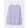 LCW Vision Lila Bisiklet Yaka Baskılı Uzun Kollu Kadın Sweatshirt