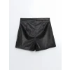 LCW Vision Siyah Beli Fermuarlı Deri Görünümlü Kadın Şort Etek