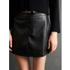 LCW Vision Siyah Beli Fermuarlı Deri Görünümlü Kadın Şort Etek