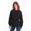 LCW Vision Siyah Bisiklet Yaka Parlak Taşlı Kadın Kalın Sweatshirt