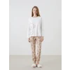 LCW Young Bej Bisiklet Yaka Baskılı Kadın Pijama Takımı