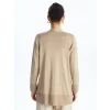 LCWAIKIKI Basic Bej Şal Yaka Düz Uzun Kollu Kadın Triko Hırka