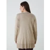 LCWAIKIKI Basic Bej Şal Yaka Düz Uzun Kollu Kadın Triko Hırka
