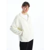 LCWAIKIKI Basic Ekru Dik Yaka Pelüş Kadın Fermuarlı Sweatshirt