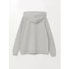 LCWAIKIKI Basic Gri Kapüşonlu Düz Uzun Kollu Kadın Fermuarlı Sweatshirt