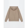 LCWAIKIKI Basic Kahverengi Kapüşonlu Düz Uzun Kollu Kadın Fermuarlı Sweatshirt