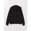 LCWAIKIKI Basic Siyah Kapüşonlu Düz Uzun Kollu Kadın Fermuarlı Sweatshirt