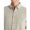 LCWAIKIKI Classic Bej Regular Fit Uzun Kollu Gabardin Erkek Gömlek