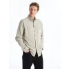 LCWAIKIKI Classic Bej Regular Fit Uzun Kollu Gabardin Erkek Gömlek