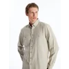 LCWAIKIKI Classic Bej Regular Fit Uzun Kollu Gabardin Erkek Gömlek