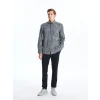 LCWAIKIKI Classic Lacivert Düğmeli Yaka Ekose Regular Fit Erkek Gömlek