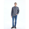 LCWAIKIKI Classic Lacivert Regular Fit Uzun Kollu Ekose Erkek Gömlek