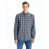 LCWAIKIKI Classic Lacivert Regular Fit Uzun Kollu Ekose Erkek Gömlek