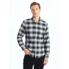 LCWAIKIKI Classic Siyah Regular Fit Uzun Kollu Ekose Poplin Erkek Gömlek