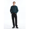 LCWAIKIKI Classic Yeşil Regular Fit Uzun Kollu Gabardin Erkek Gömlek