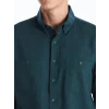 LCWAIKIKI Classic Yeşil Regular Fit Uzun Kollu Gabardin Erkek Gömlek