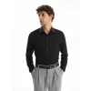 LCWAIKIKI Formal Siyah Slim Fit Uzun Kollu Armürlü Erkek Gömlek