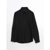 LCWAIKIKI Formal Siyah Slim Fit Uzun Kollu Armürlü Erkek Gömlek