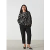 LCW Grace Siyah Bisiklet Yaka Desenli Kadın Triko Kazak