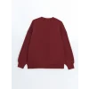 LCW Vision Bordo Bisiklet Yaka Nakışlı Oversize Kadın Kalın Sweatshirt