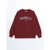 LCW Vision Bordo Bisiklet Yaka Nakışlı Oversize Kadın Kalın Sweatshirt
