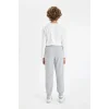 R5970 Gri Beli Paçası Lastikli Cepli Jogger Okul Eşofman Altı