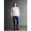 LCW Vision Gri Bisiklet Yaka Nakışlı Oversize Kadın Kalın Sweatshirt